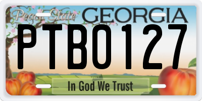GA license plate PTB0127