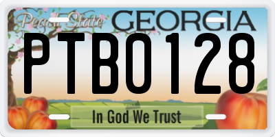GA license plate PTB0128