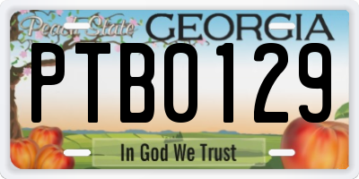 GA license plate PTB0129