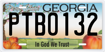 GA license plate PTB0132