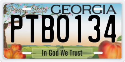 GA license plate PTB0134