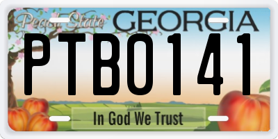 GA license plate PTB0141