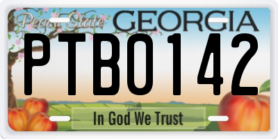 GA license plate PTB0142
