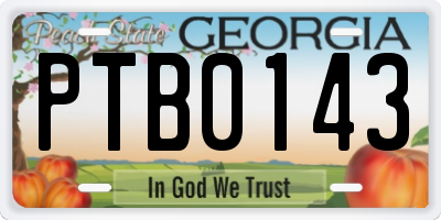 GA license plate PTB0143