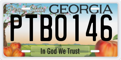 GA license plate PTB0146