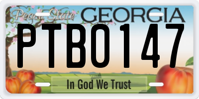 GA license plate PTB0147