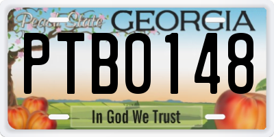 GA license plate PTB0148