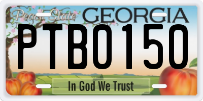 GA license plate PTB0150