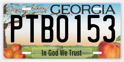 GA license plate PTB0153