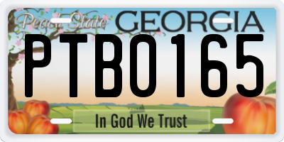 GA license plate PTB0165