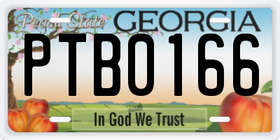 GA license plate PTB0166