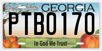 GA license plate PTB0170