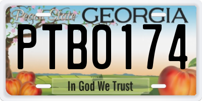 GA license plate PTB0174