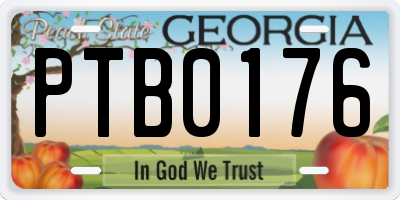 GA license plate PTB0176