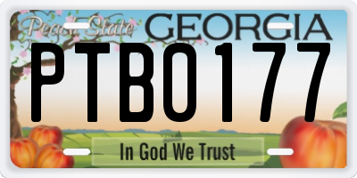 GA license plate PTB0177