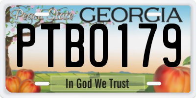 GA license plate PTB0179