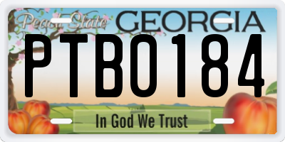 GA license plate PTB0184