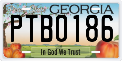 GA license plate PTB0186
