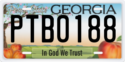 GA license plate PTB0188