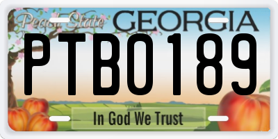 GA license plate PTB0189