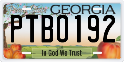 GA license plate PTB0192