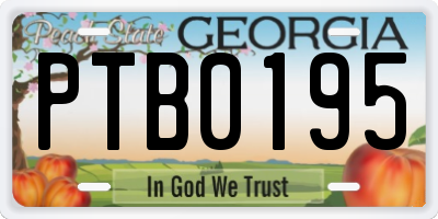 GA license plate PTB0195