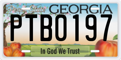 GA license plate PTB0197