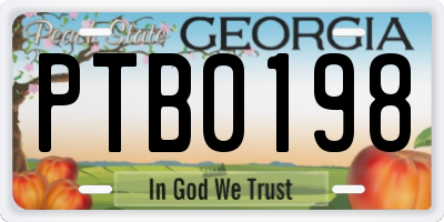 GA license plate PTB0198