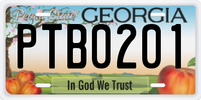 GA license plate PTB0201