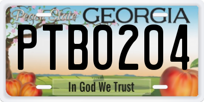 GA license plate PTB0204