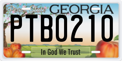 GA license plate PTB0210
