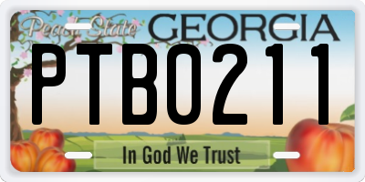 GA license plate PTB0211