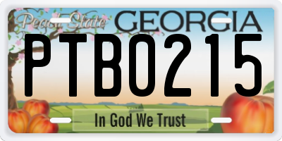 GA license plate PTB0215