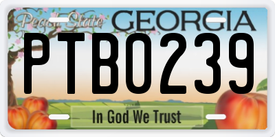 GA license plate PTB0239