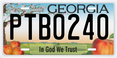 GA license plate PTB0240