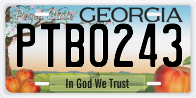 GA license plate PTB0243