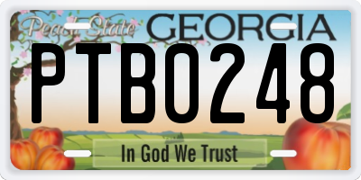 GA license plate PTB0248