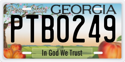 GA license plate PTB0249
