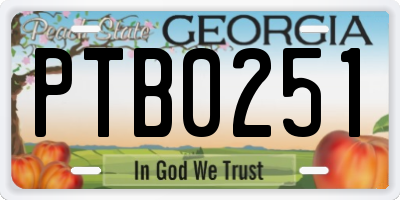 GA license plate PTB0251