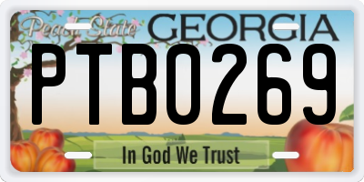 GA license plate PTB0269