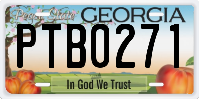 GA license plate PTB0271