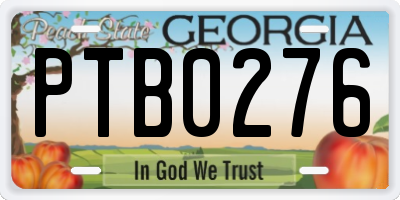 GA license plate PTB0276