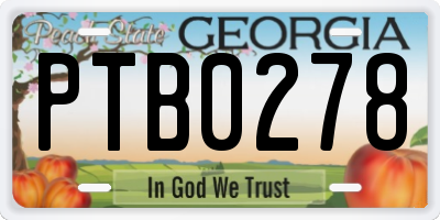 GA license plate PTB0278