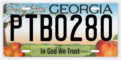 GA license plate PTB0280