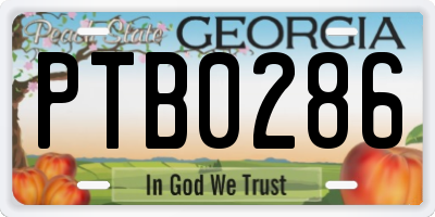 GA license plate PTB0286