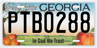 GA license plate PTB0288