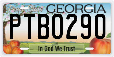 GA license plate PTB0290