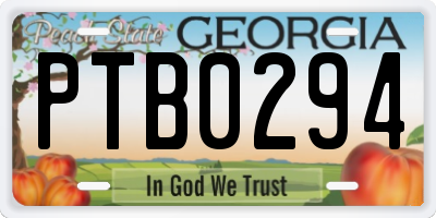 GA license plate PTB0294