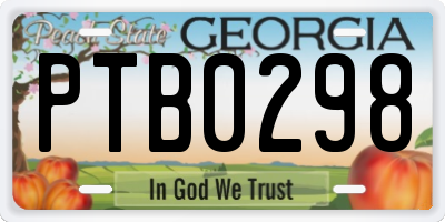 GA license plate PTB0298