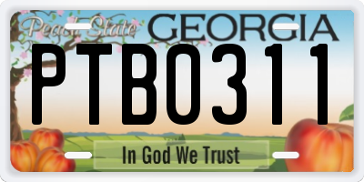 GA license plate PTB0311
